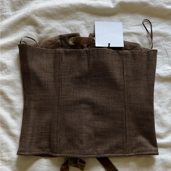 Brown Lace-Up Corset Top - Picture 4 of 6